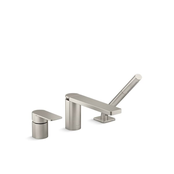 Kohler Tub Filler, 11-1/2 in, 3, Widespread; Deck Mounted, Vibrant Brushed Nickel 23488-4-BN - main